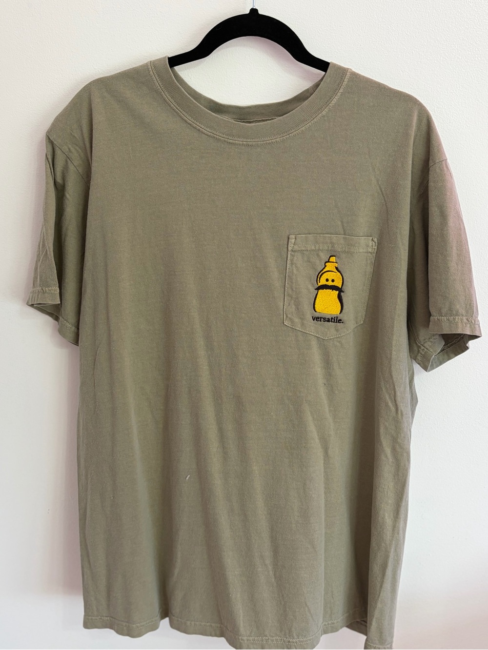 Comfort Colors Olive Short Sleeve Tee with Yellow Pocket Graphic